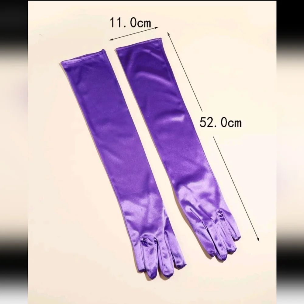 Boutique Pair of Women's Purple Elbow Length Satin Gloves 💜
